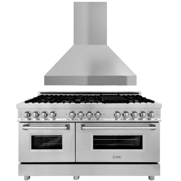 ZLINE 60 in. Dual Fuel Range & 60 in. Range Hood Appliance Package, 2KP-RARHC60