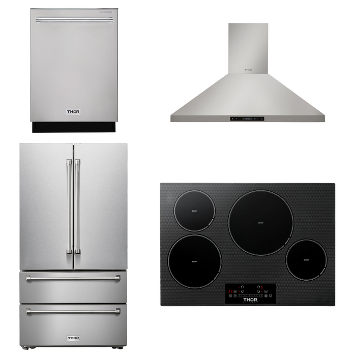 THOR Kitchen Package - 30" Induction Cooktop, Range Hood, Refrigerator, Dishwasher, AP-TIH30-3