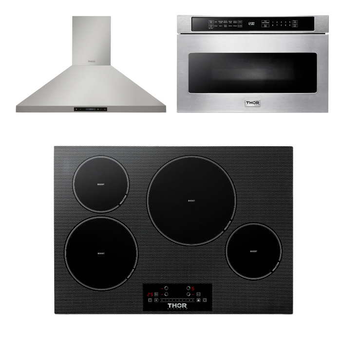 Thor Kitchen Package - 30" Induction Cooktop, Range Hood, Microwave, AP-TIH30-5