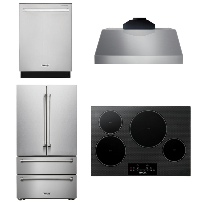 Thor Kitchen Package - 30" Induction Cooktop, Range Hood, Microwave, Refrigerator, Dishwasher, AP-TIH30-C-2