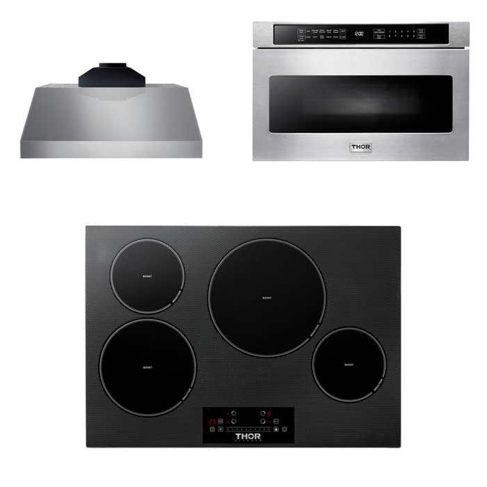 Thor Kitchen Package - 30" Induction Cooktop, Range Hood, Microwave, AP-TIH30-C-4