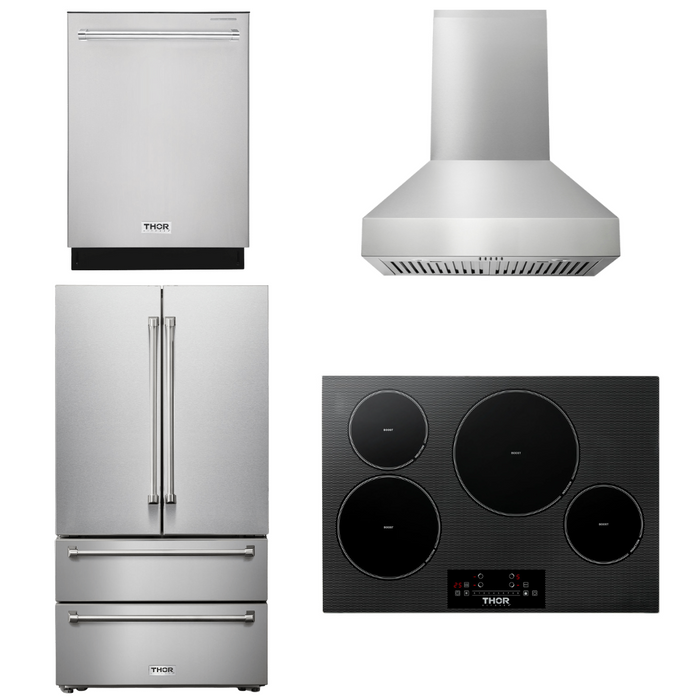 Thor Kitchen Package - 30" Induction Cooktop, Range Hood, Refrigerator, Dishwasher, AP-TIH30-W-2