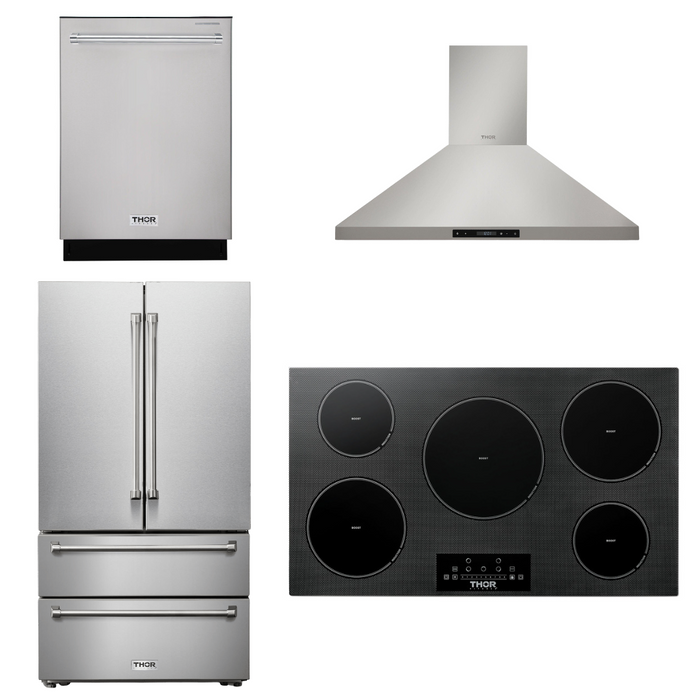 THOR Kitchen Package - 36" Induction Cooktop, Range Hood, Refrigerator, Dishwasher, AP-TIH36-3