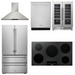 THOR Kitchen Package - 36" Induction Cooktop, Range Hood, Refrigerator, Dishwasher, Wine Cooler, AP-TIH36-4