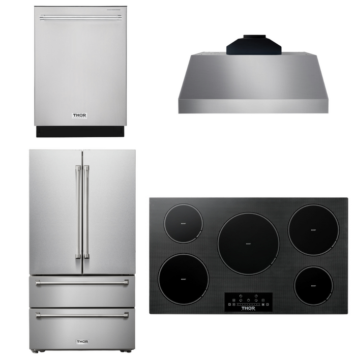 Thor Kitchen Package - 36" Induction Cooktop, Range Hood, Refrigerator, Dishwasher, AP-TIH36-C-2