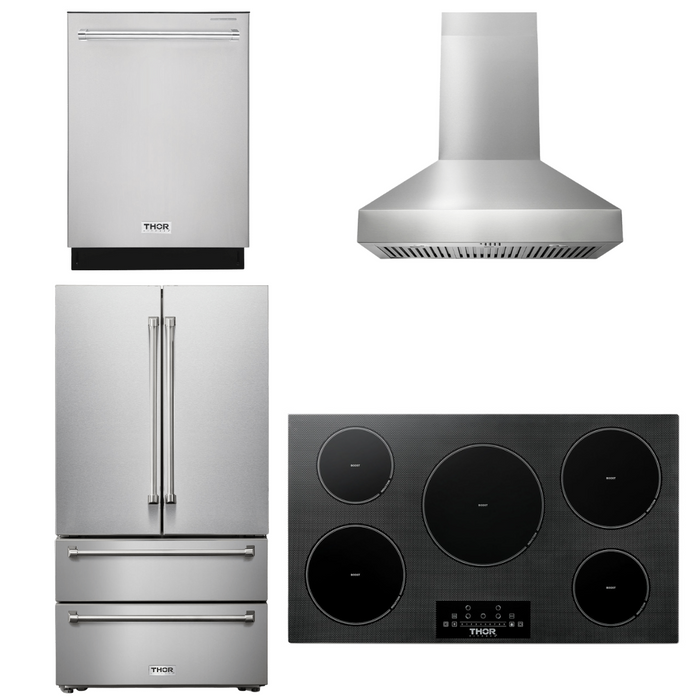 THOR Kitchen Package - 36" Induction Cooktop, Range Hood, Refrigerator, Dishwasher, AP-TIH36-W-2