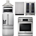 THOR Kitchen Package - 30" Electric Range, Hood, Microwave Drawer, Refrigerator with Water & Ice Dispenser, Dishwasher, Wine Cooler