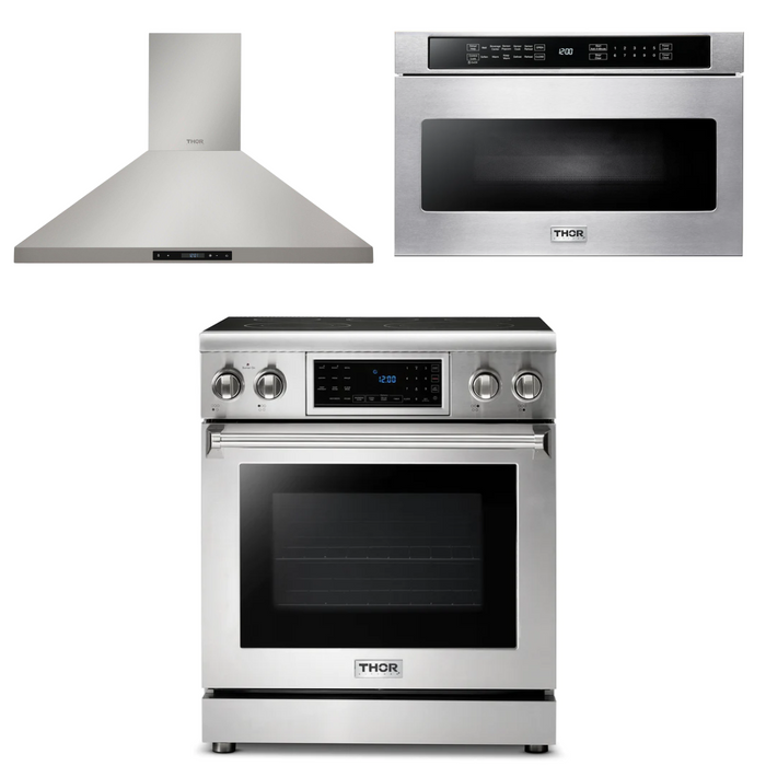 Thor Kitchen Package - 30" Electric Range, Range Hood, Microwave, AP-TRE3001-5