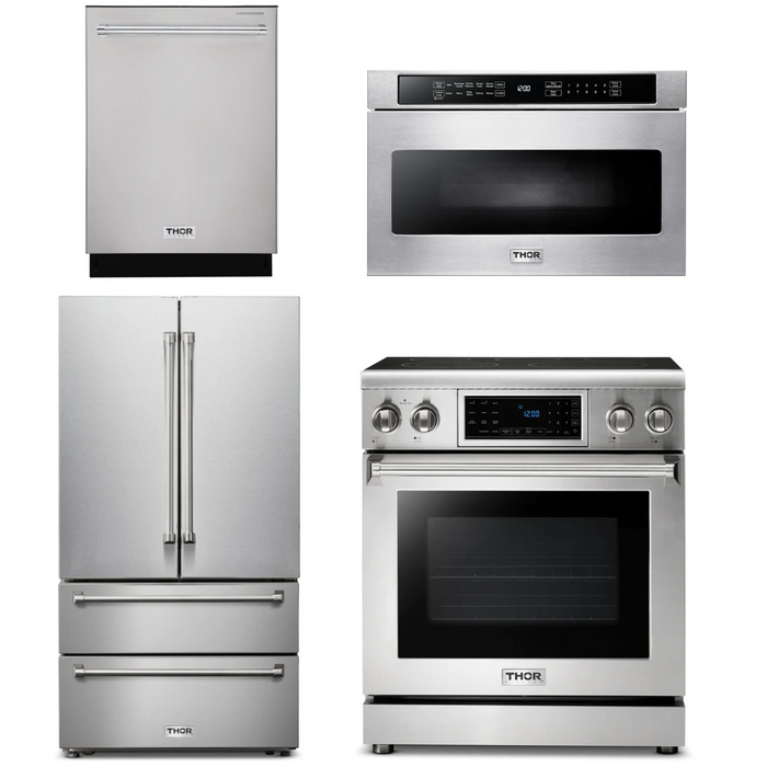 THOR Kitchen Package - 30" Electric Range, Microwave, Refrigerator, Dishwasher, AP-TRE3001-6