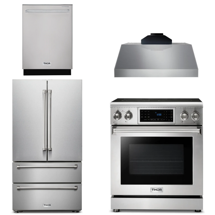 Thor Kitchen Package - 30" Electric Range, Range Hood, Microwave, Refrigerator, Dishwasher, AP-TRE3001-C-2