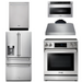 THOR Kitchen Package - 30" Electric Range, Range Hood, Microwave, Refrigerator with Water and Ice Dispenser, Dishwasher, AP-TRE3001-C-9