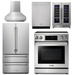 THOR Kitchen Package - 30" Electric Range, Range Hood, Refrigerator, Dishwasher, Wine Cooler, AP-TRE3001-W-3