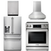 THOR Kitchen Package - 30" Electric Range, Range Hood, Refrigerator with Water and Ice Dispenser, Dishwasher, AP-TRE3001-W-7