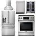 THOR Kitchen Package - 30" Electric Range, Range Hood, Refrigerator with Water and Ice Dispenser, Dishwasher, Wine Cooler, AP-TRE3001-W-8