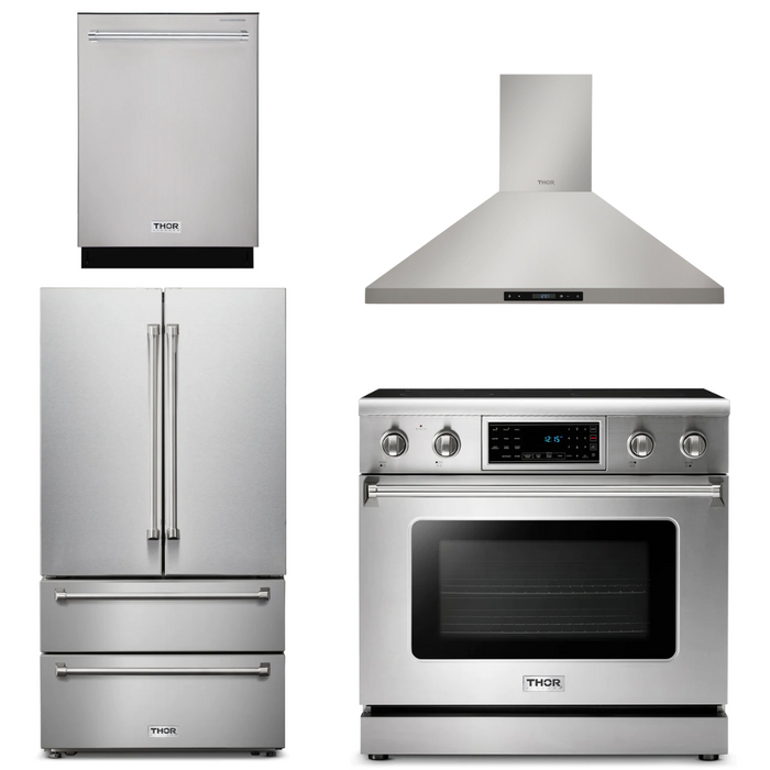 Thor Kitchen Package - 36" Electric Range, Range Hood, Refrigerator, Dishwasher, AP-TRE3601-3