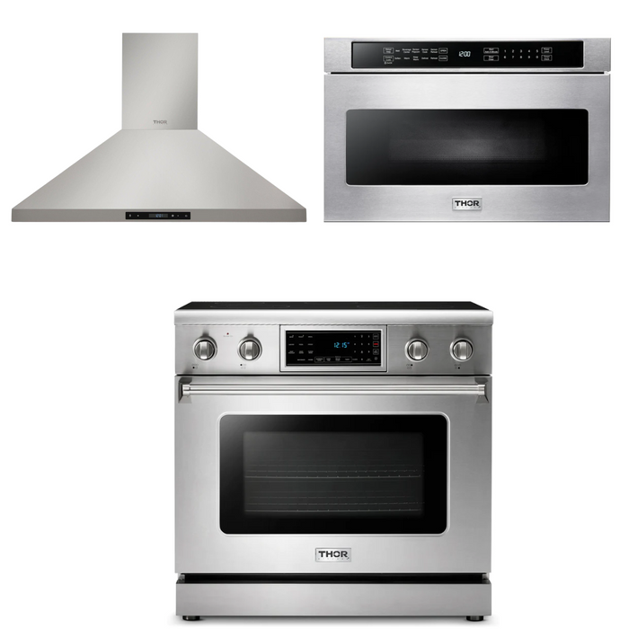 Thor Kitchen Package - 36" Electric Range, Range Hood, Microwave, AP-TRE3601-5