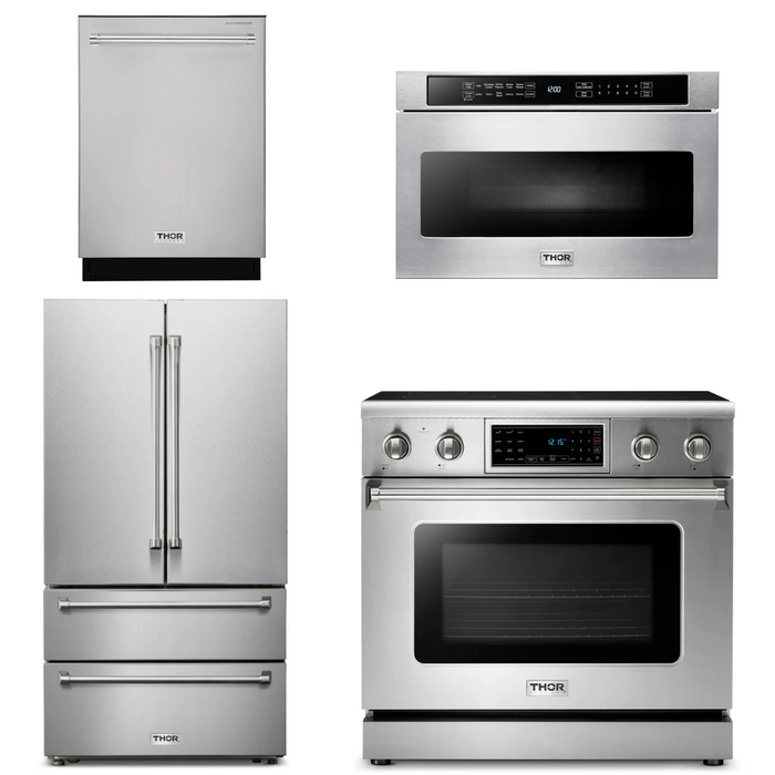 Thor Kitchen Package - 36" Electric  Range, Microwave, Refrigerator, Dishwasher, AP-TRE3601-6