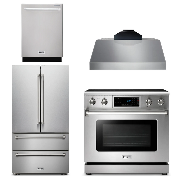 Thor Kitchen Package - 36" Electric Range, Range Hood, Microwave, Refrigerator, Dishwasher, AP-TRE3601-C-2