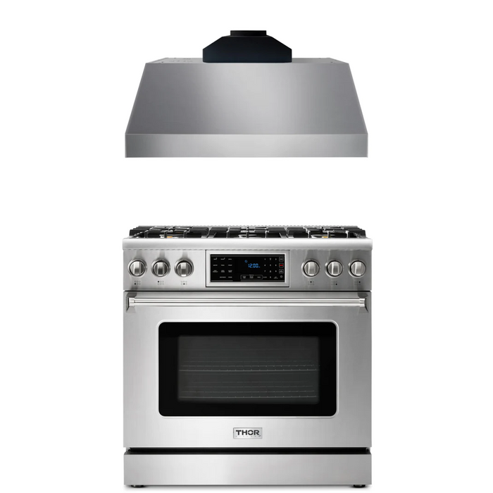 Thor Kitchen Package - 36" Gas Range, Range Hood, AP-TRG3601-C