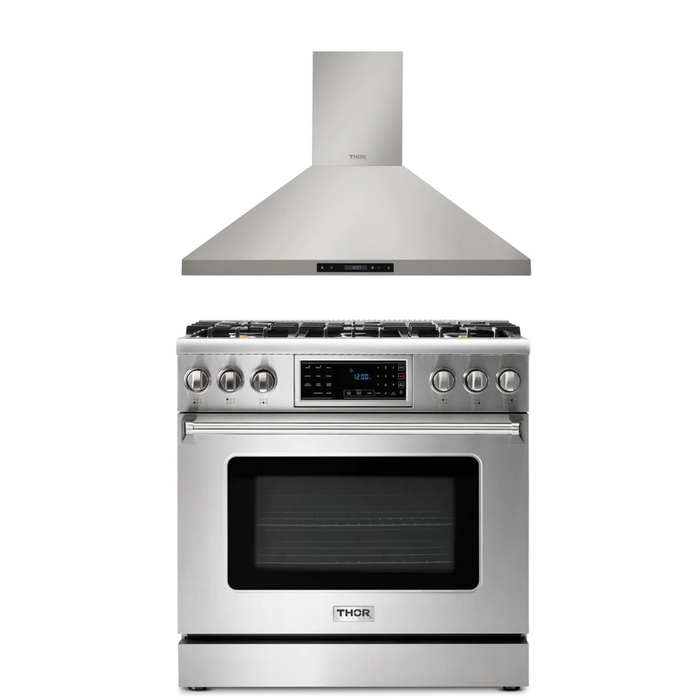 Thor Kitchen Package - 36" Gas Range, Range Hood, AP-TRG3601LP