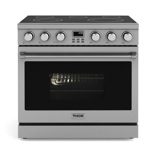 THOR Contemporary Package - 36" Electric Range, Range Hood, Dishwasher and Microwave, THOR-AP-ARE36-C52
