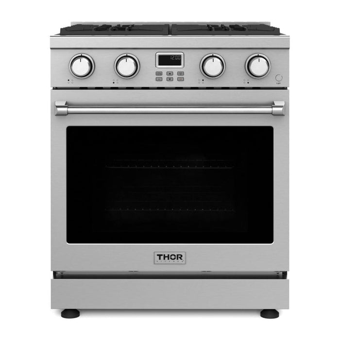 Thor Kitchen Package - 30" Gas Range, Range Hood, Refrigerator with Water and Ice Dispenser, Dishwasher,AP-ARG30-10