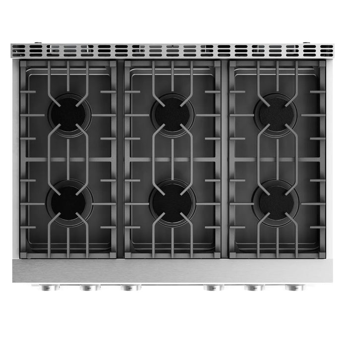 THOR Kitchen Package - 36" Gas Range, Range Hood, Refrigerator, Dishwasher, Wine Cooler, AP-ARG36-C-3