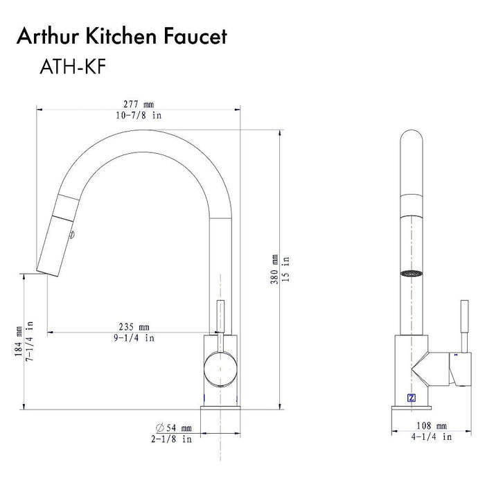 ZLINE Arthur Pull Down Single Handle Kitchen Faucet in Chrome (ATH-KF-CH)