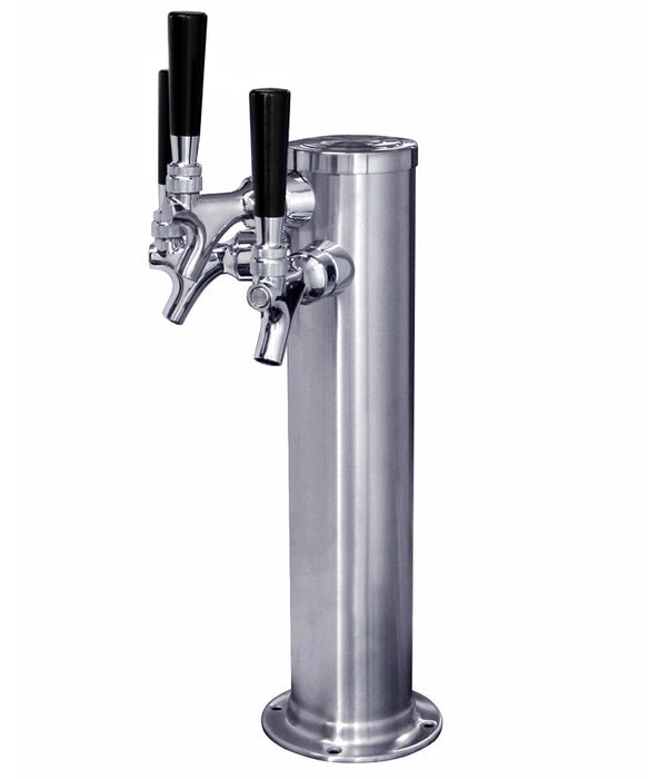 3 Faucet Brushed Stainless Steel Draft Beer Tower - 100% Stainless Steel Contact