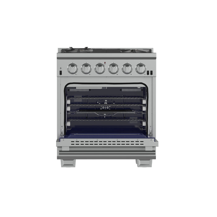 Forno Capriasca 30-Inch Freestanding Gas Range, 4 Burners, True Convection Oven