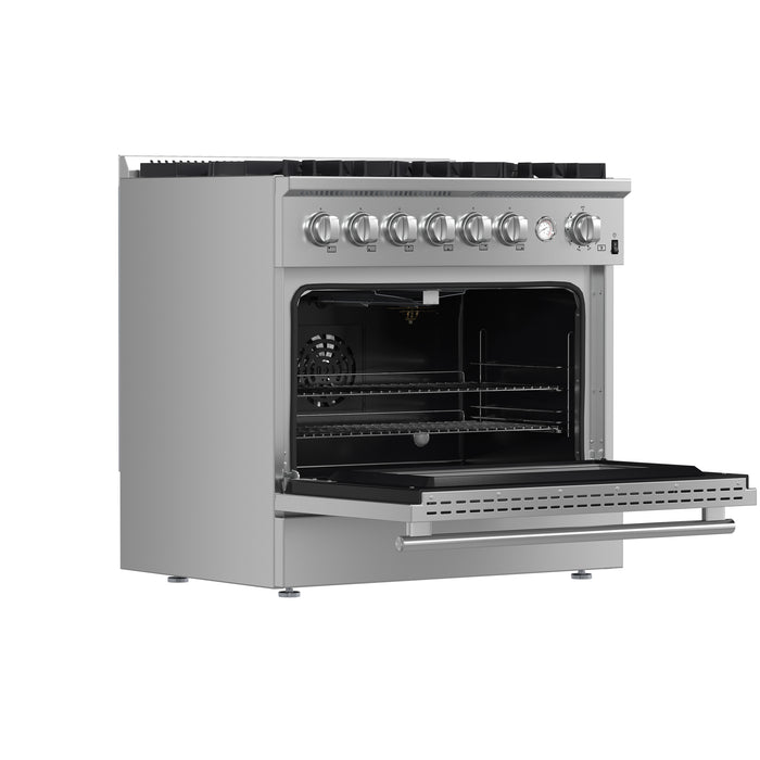 Marco 36-Inch Gas Range Stainless Steel, 6 Burners 67,000 BTU, 5.36 cu.ft. Convection Oven