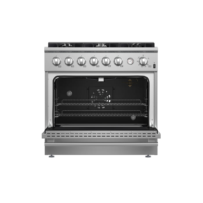 Marco 36-Inch Gas Range Stainless Steel, 6 Burners 67,000 BTU, 5.36 cu.ft. Convection Oven