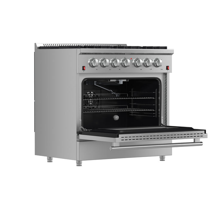 Forno Galiano 36-Inch Freestanding Gas Range, Stainless Steel, 6 Burners, Energy Efficient