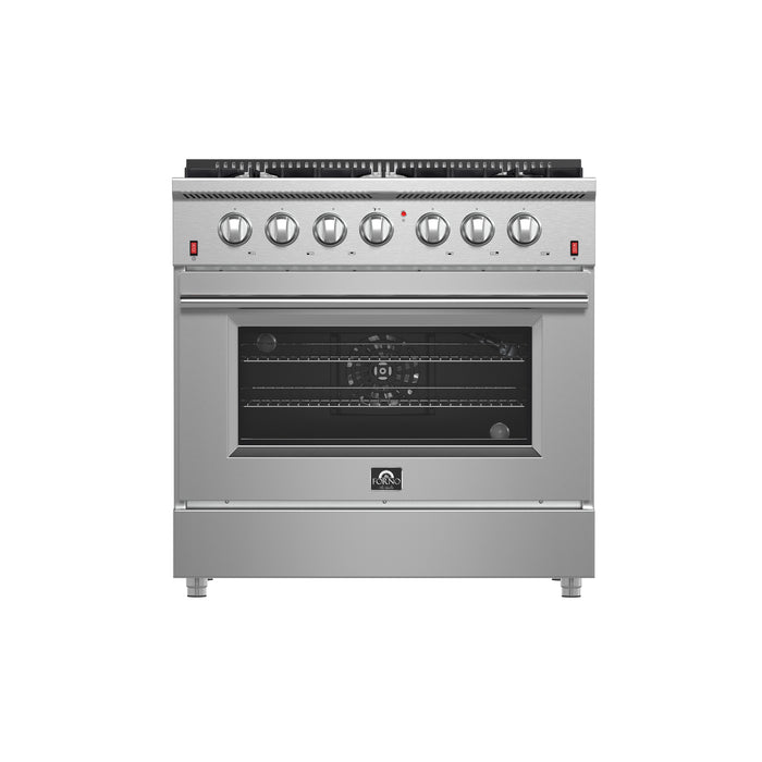 Forno Galiano 36-Inch Freestanding Gas Range, Stainless Steel, 6 Burners, Energy Efficient