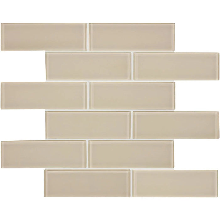 Earth 2"x6" Brick on 11.75"x11.75" Mesh Glass Mosaic Tile Element Series - Aquatica Collection
