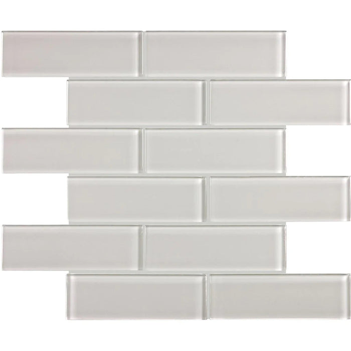 Mist 2"x6" Brick on 11.75"x11.75" Mesh Glass Mosaic Tile Element Series - Aquatica Collection