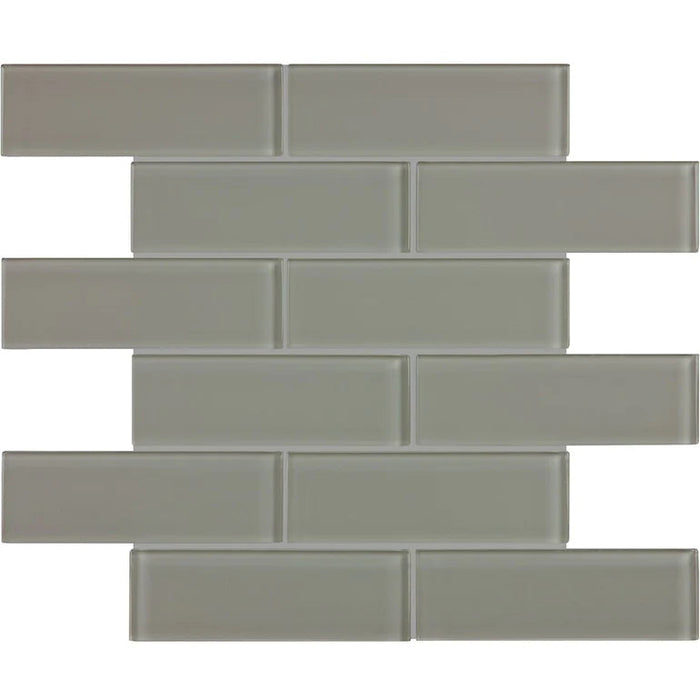 Smoke 2"x6" Brick on 11.75"x11.75" Mesh Glass Mosaic Tile Element Series - Aquatica Collection