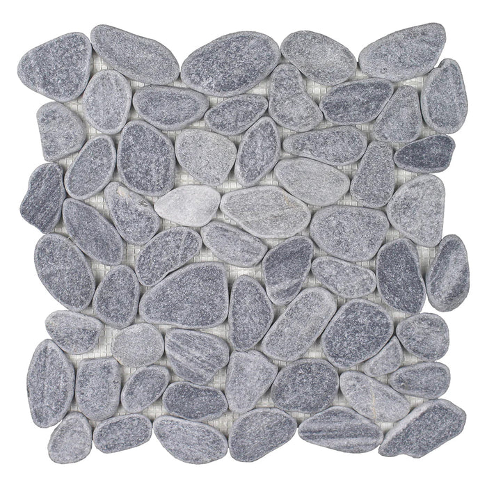 Grey Pebble Stone Mosaic Tile on 11.5"x11.5" Mesh Beach Stones Series - Aquatica Collection