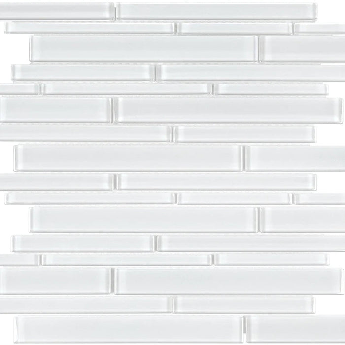 Ice Random Linear on 11.75"x11.75" Mesh Glass Mosaic Tile Element Series - Aquatica Collection
