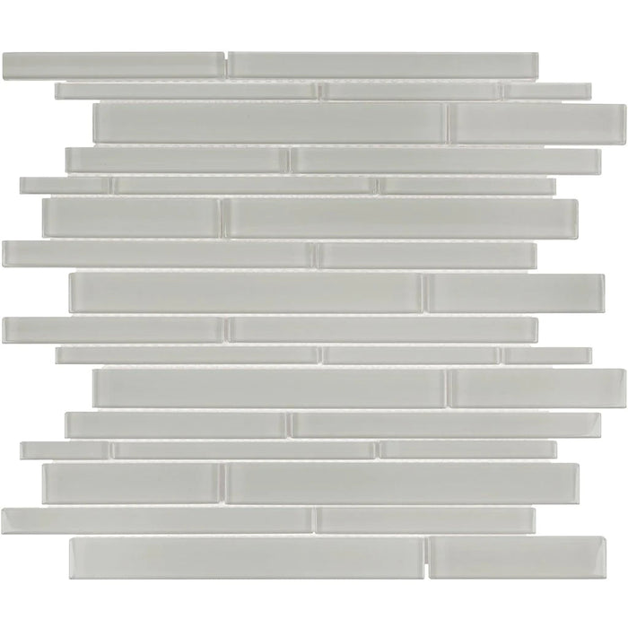 Mist Random Linear on 11.75"x11.75" Mesh Glass Mosaic Tile Element Series - Aquatica Collection