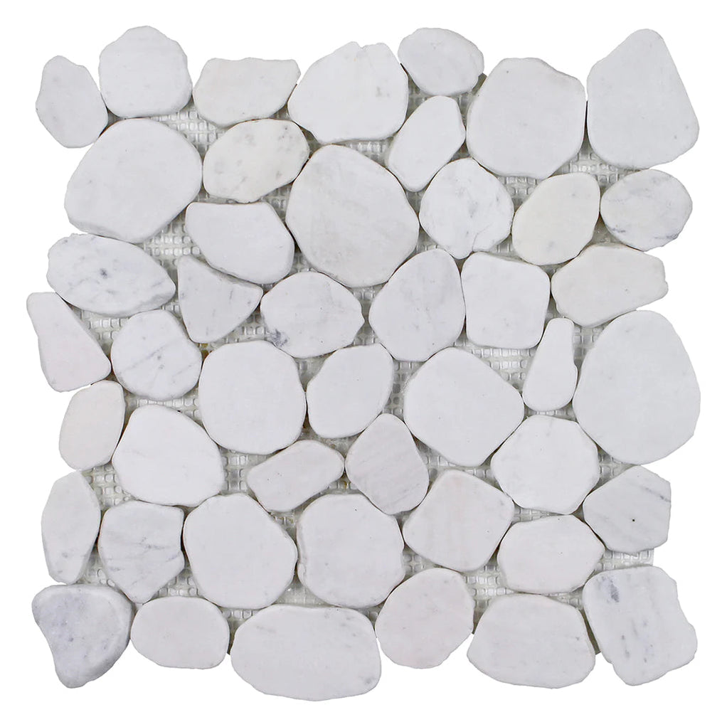 White Pebble Stone Mosaic Tile on 11.5