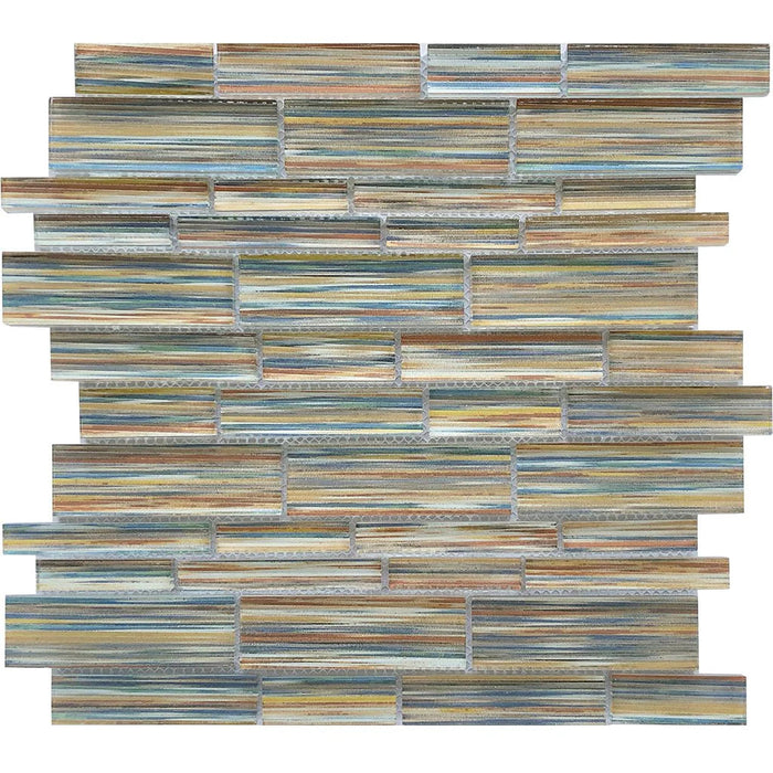 Edon Shoal Multi Linear Mosaic on 12"x12 Mesh Glass Mosaic Tile Altona Series - Aquatica Collection
