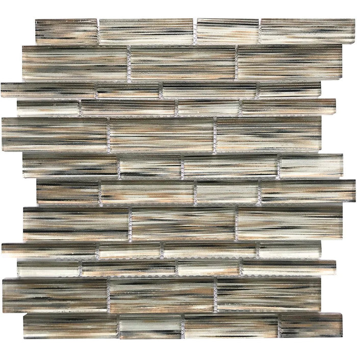 Hawks Nest Multi Linear Mosaic on 12"x12 Mesh Glass Mosaic Tile Altona Series - Aquatica Collection