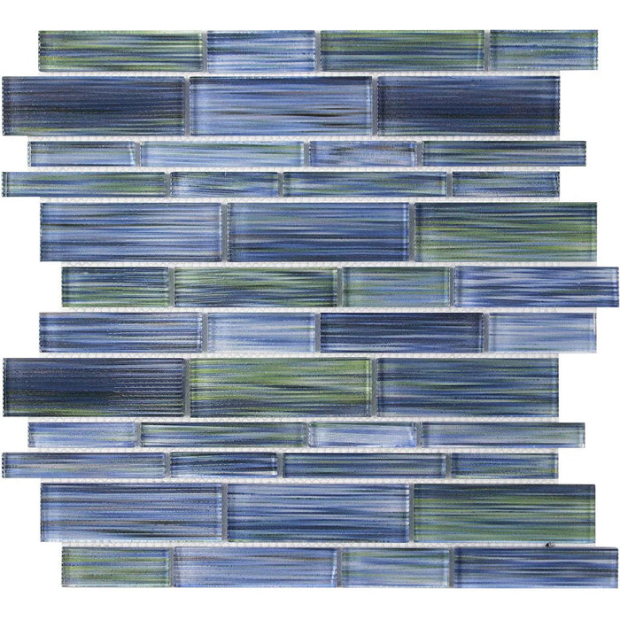 Mangrove Bay Multi Linear Mosaic on 12"x12 Mesh Glass Mosaic Tile Altona Series - Aquatica Collection