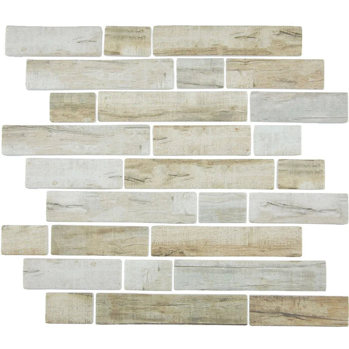 Cinnamon Multi-linear on 11.75"x11.5" Mesh Glass Mosaic Tile Bark Series - Aquatica Collection