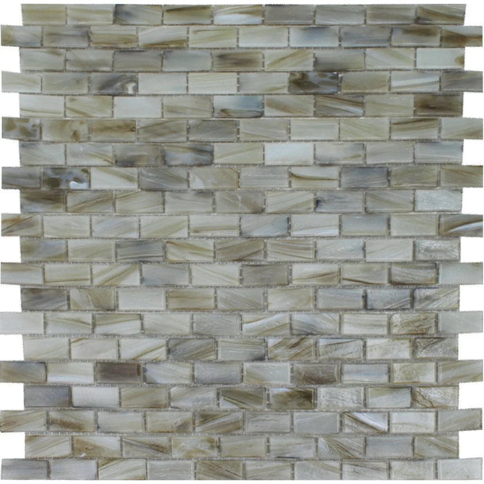 Jade Brick 0.5"x1.25" on 12.25"x12.75" Mesh Glass Mosaic Tile Aurora Series - Aquatica Collection