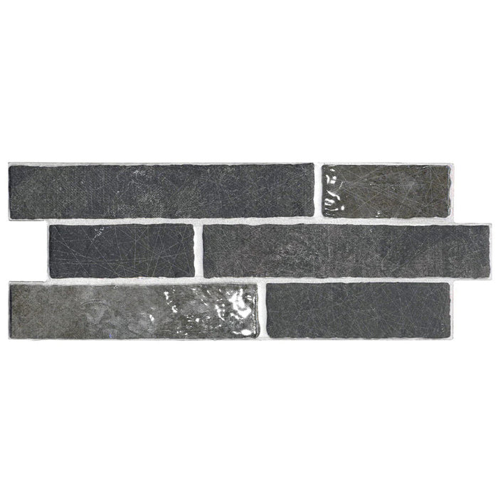 Mora Black 6.5"x15.25" Interlocking Brick Porcelain Tile Dany Series - Aquatica Collection