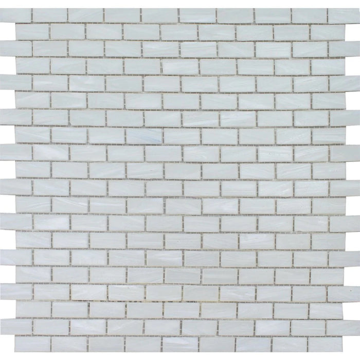 Pearl Brick 0.5"x1.25" on 12.25"x12.75" Mesh Glass Mosaic Tile Aurora Series - Aquatica Collection