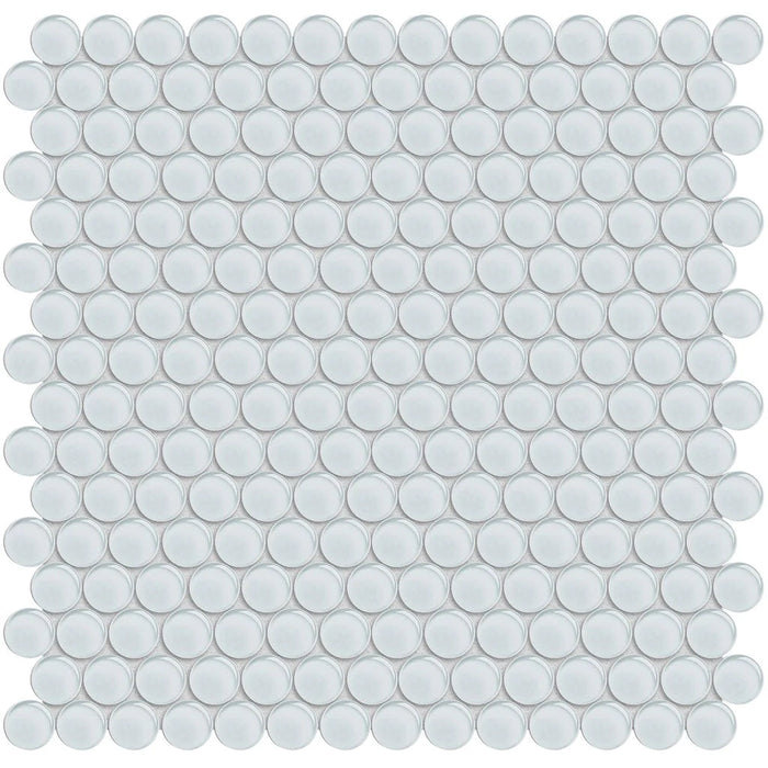 Penny Round Ice on 11.5"x11.75" Mesh Glass Mosaic Tile Element Series - Aquatica Collection