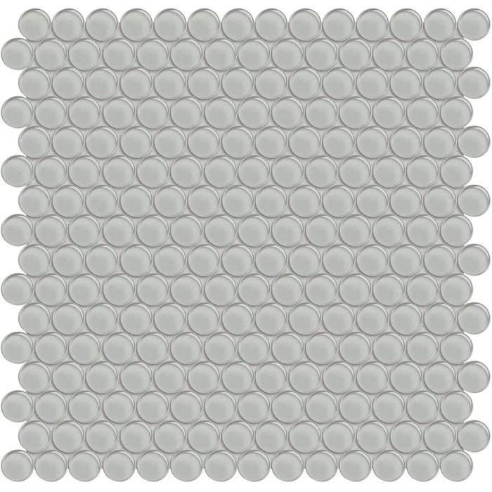 Penny Round Mist on 11.5"x11.75" Mesh Glass Mosaic Tile Element Series - Aquatica Collection